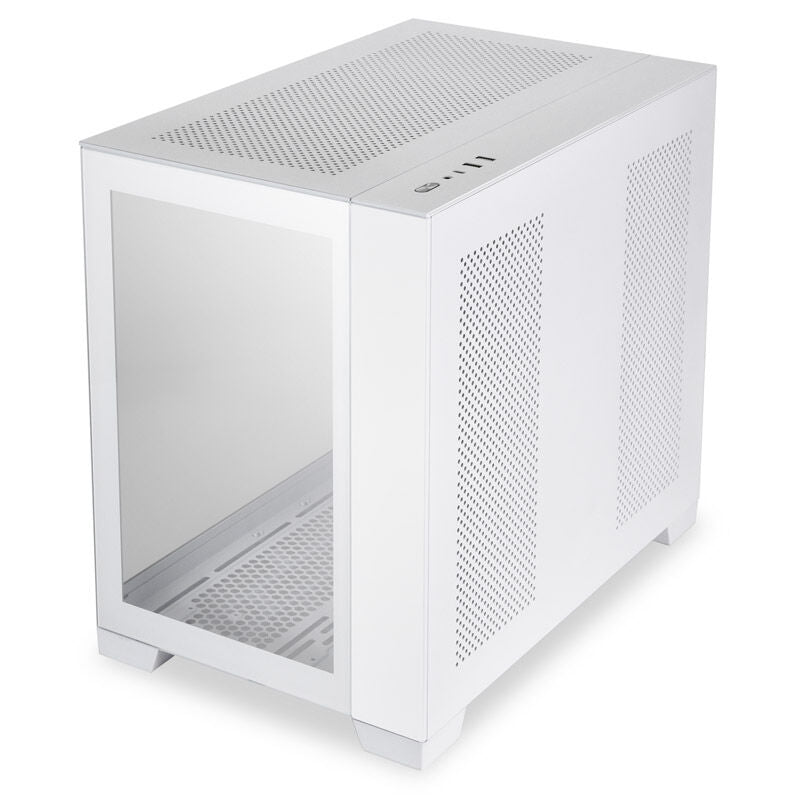 Detalj av Lian Li O11 Dynamic Mini Snow Edition med hvit aluminium