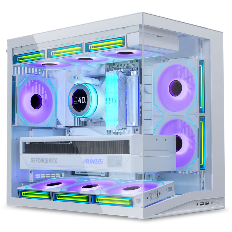 Lian Li O11 Dynamic Mini V2 Flow kabinett hvit detalj av glasspanel