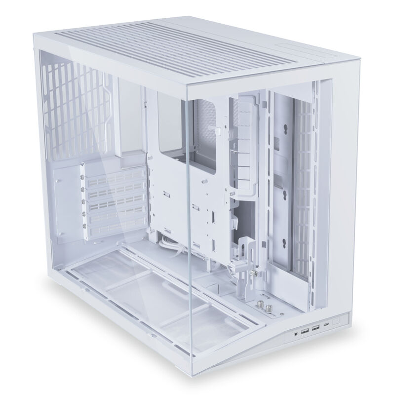 Lian Li O11 Dynamic Mini V2 Flow kabinett hvit montert med komponenter