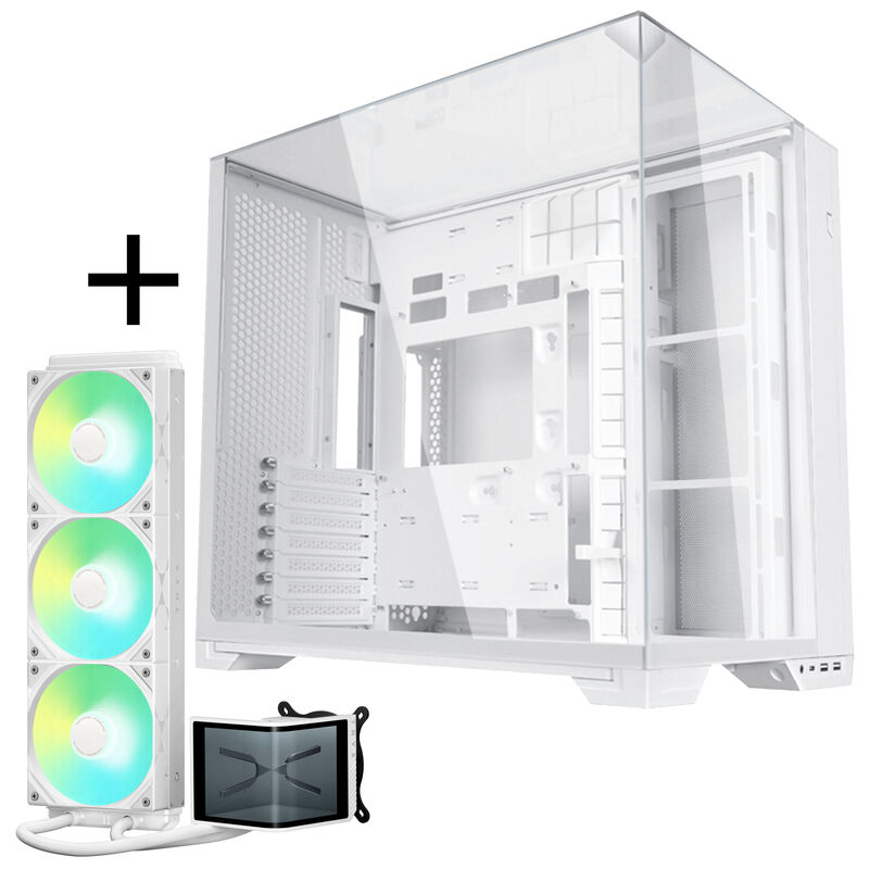 Lian Li O11 Vision Compact hvit forfra med glasspanel