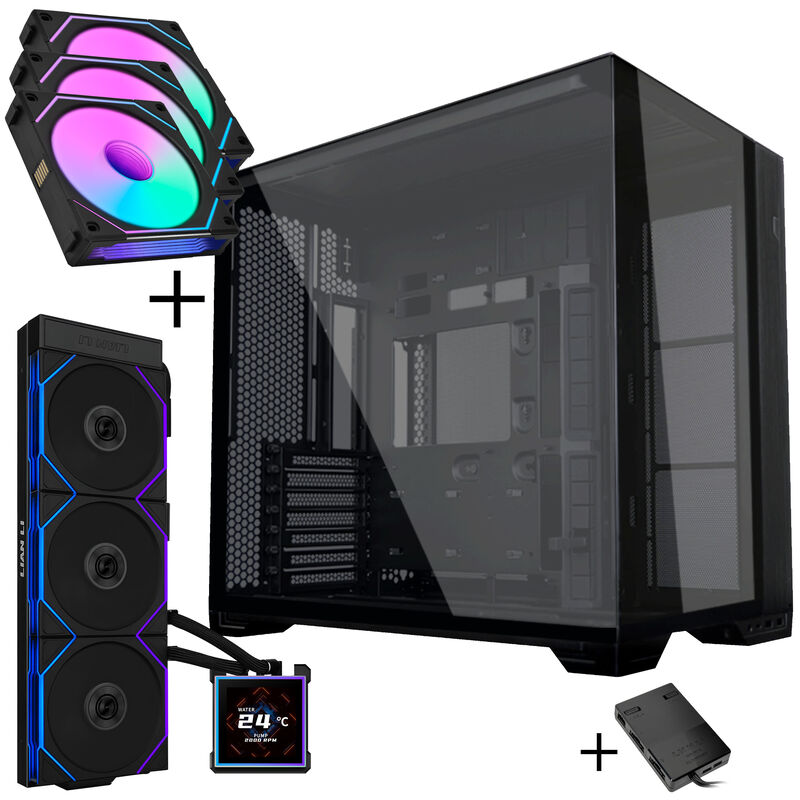Lian Li O11 Vision Compact kabinett bundle HydroShift II AiO svart forfra