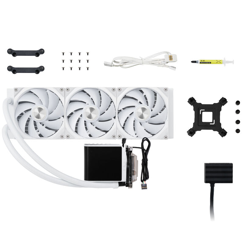 Lian Li O11D EVO RGB + TRYX PANORAMA ARGB AIO vannkjøling 360 mm hvit RGB-belysning i ventilatorer