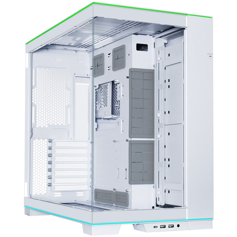 Lian Li O11D EVO RGB + TRYX PANORAMA ARGB AIO vannkjøling 360 mm hvit visning av vannkjølingsradiator