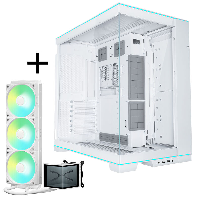 Lian Li O11D EVO RGB + TRYX PANORAMA SE AIO forfra hvit