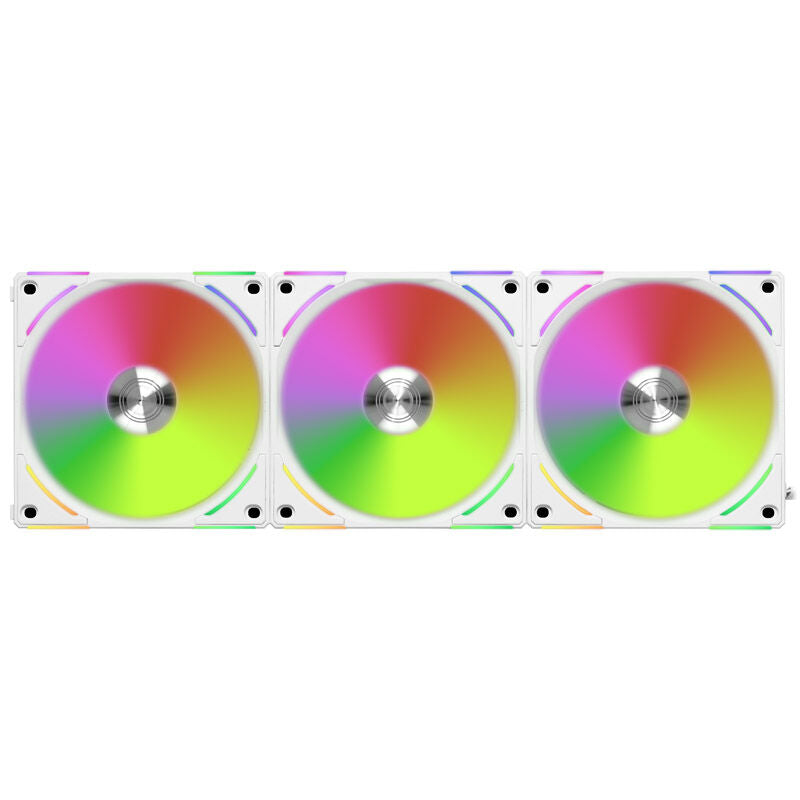 Lian Li UNI FAN AL120 V2 ARGB PWM vifte 3-pakk montert hvit