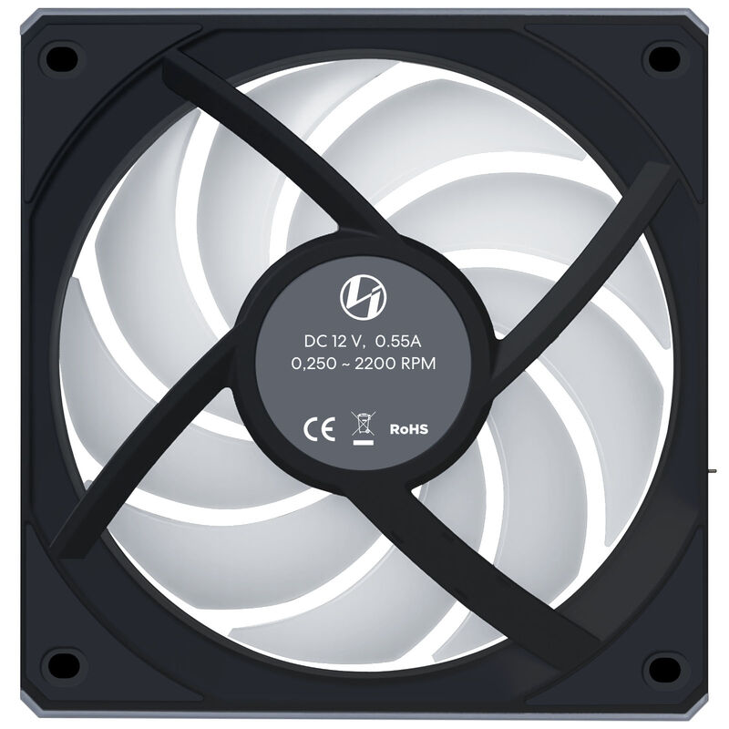 Nærbilde av Lian Li UNI FAN CL Wireless Reverse vifte 3-pack RGB-belysning