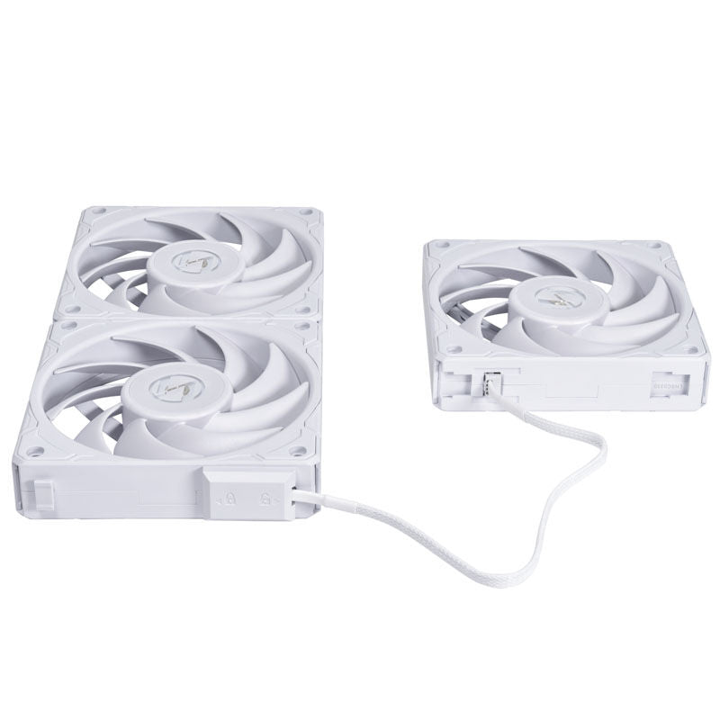 Lian Li UNI FAN P28 vifte 3-pakning 120 mm hvit PWM bakside