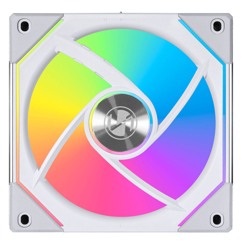 Montert Lian Li UNI FAN SL-INF 120 ARGB Reverse Blade vifte i PC hvit