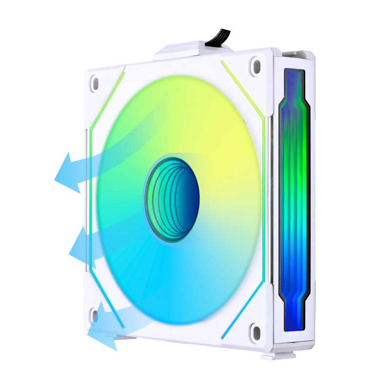 Lian Li UNI FAN SL-INF 120 Reverse Blade ARGB PWM vifte 3-pakning hvit montert i PC