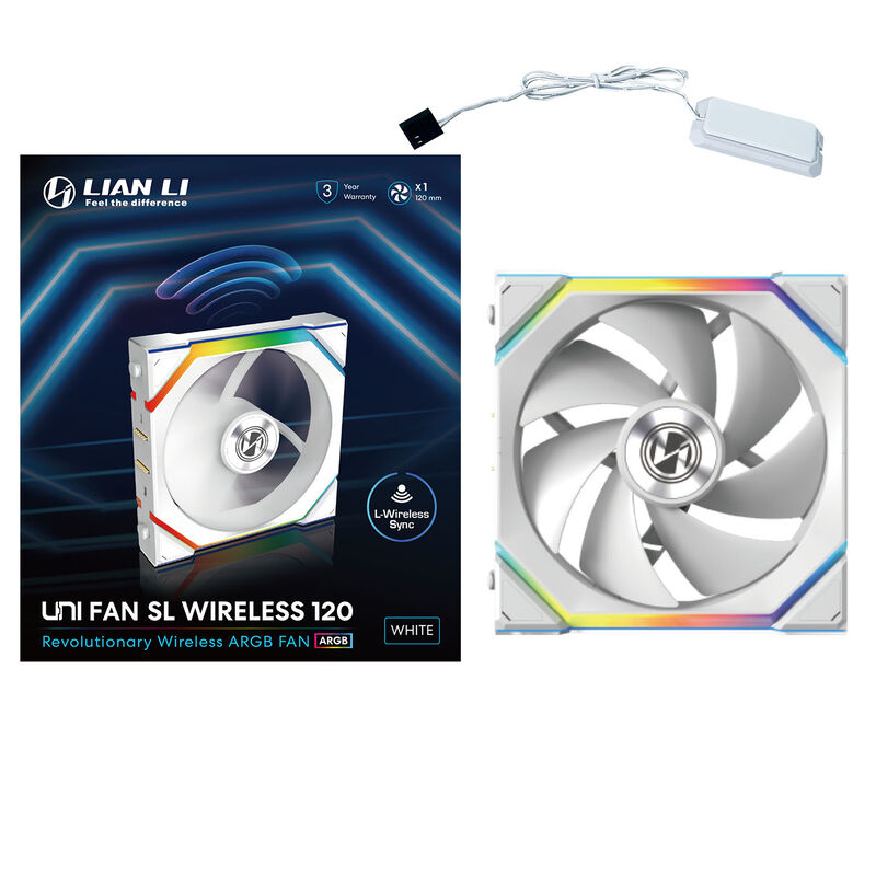 Lian Li UNI FAN SL Wireless ARGB PWM vifte 120 mm hvit - Lian Li