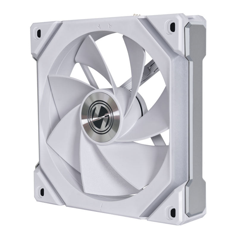 Nærbilde av Lian Li UNI FAN SL120 V2 ARGB Reverse Blade PWM vifte 120 mm hvit RGB-lys