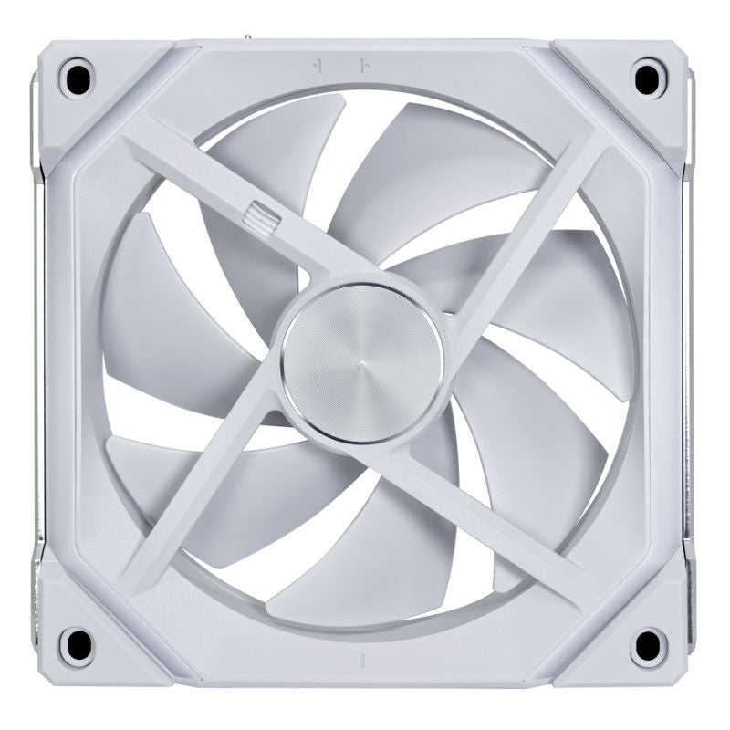 Lian Li UNI FAN SL120 V2 ARGB Reverse Blade PWM vifte 120 mm hvit montert i PC