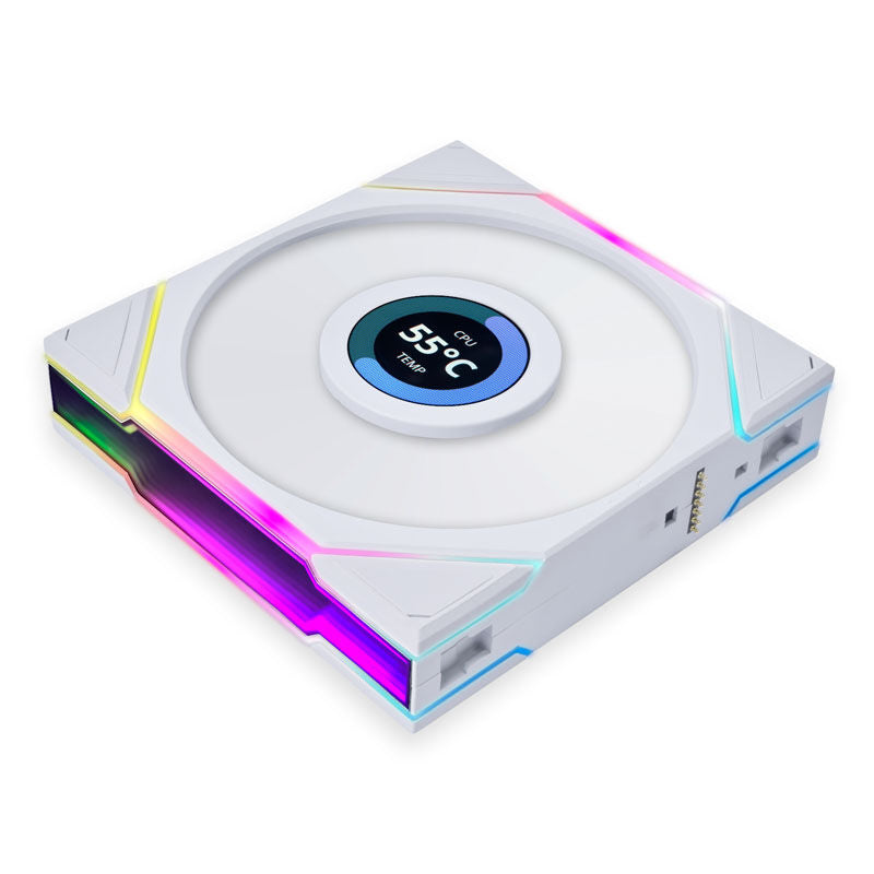 Lian Li UNI FAN TL LCD Reverse Blade vifte montert i PC-kabinett