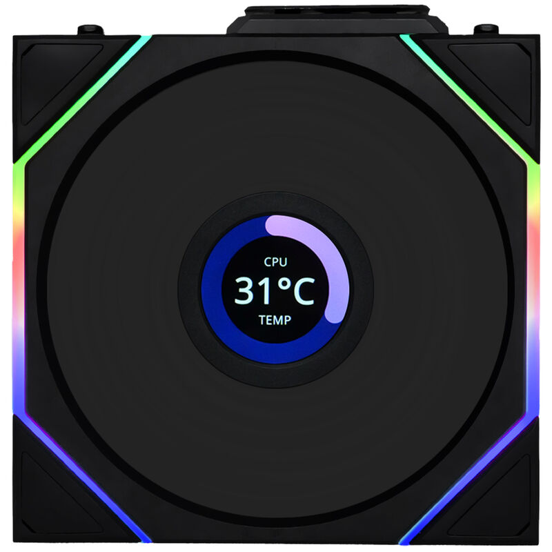 Lian Li UNI FAN TL-LCD Wireless Reverse vifte 3-pk nærbilde av vifteblad