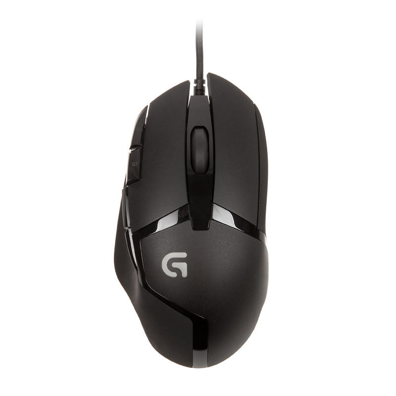 Bakside av Logitech G402 Hyperion Fury gamingmus svart og blå