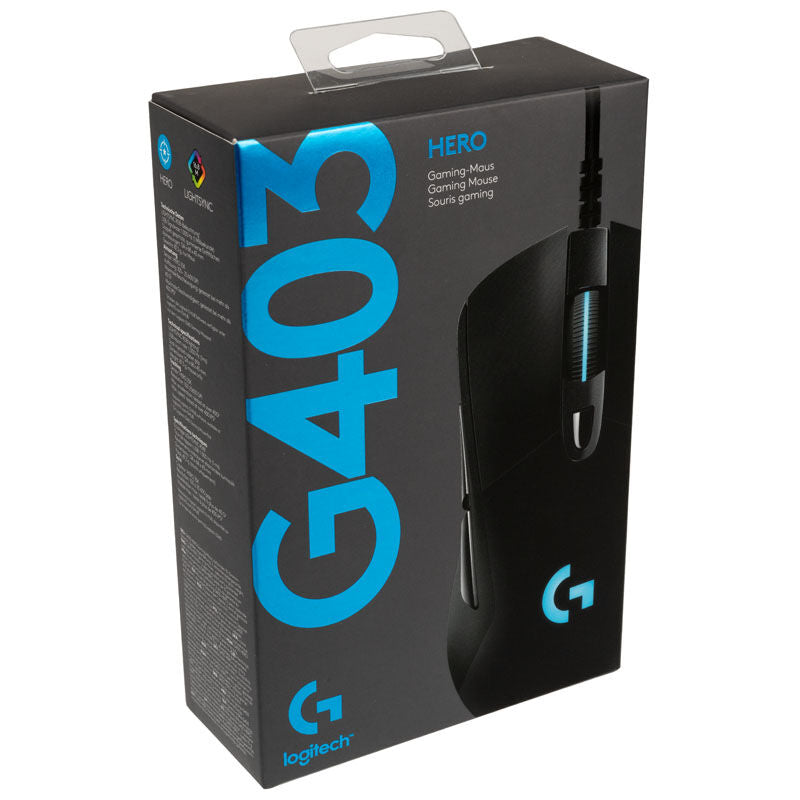Logitech G403 Hero gamingmus kablet 16K DPI RGB svart logo