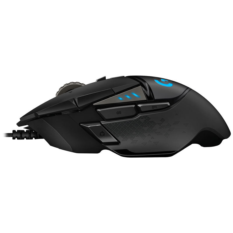 Logitech G502 Hero gamingmus 16000 DPI RGB svart detalj av knapper