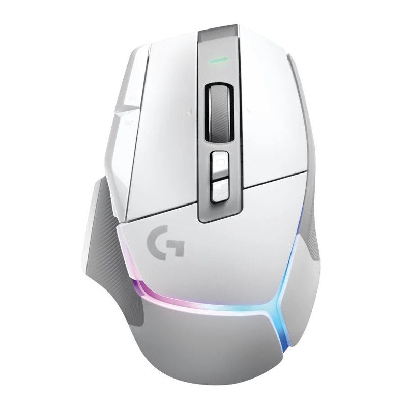 Logitech G502 X PLUS trådløs gamingmus 25K DPI RGB hvit detalj av knapper