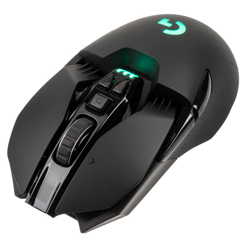 Logitech G903 Hero Lightspeed trådløs gamingmus montert på musematte