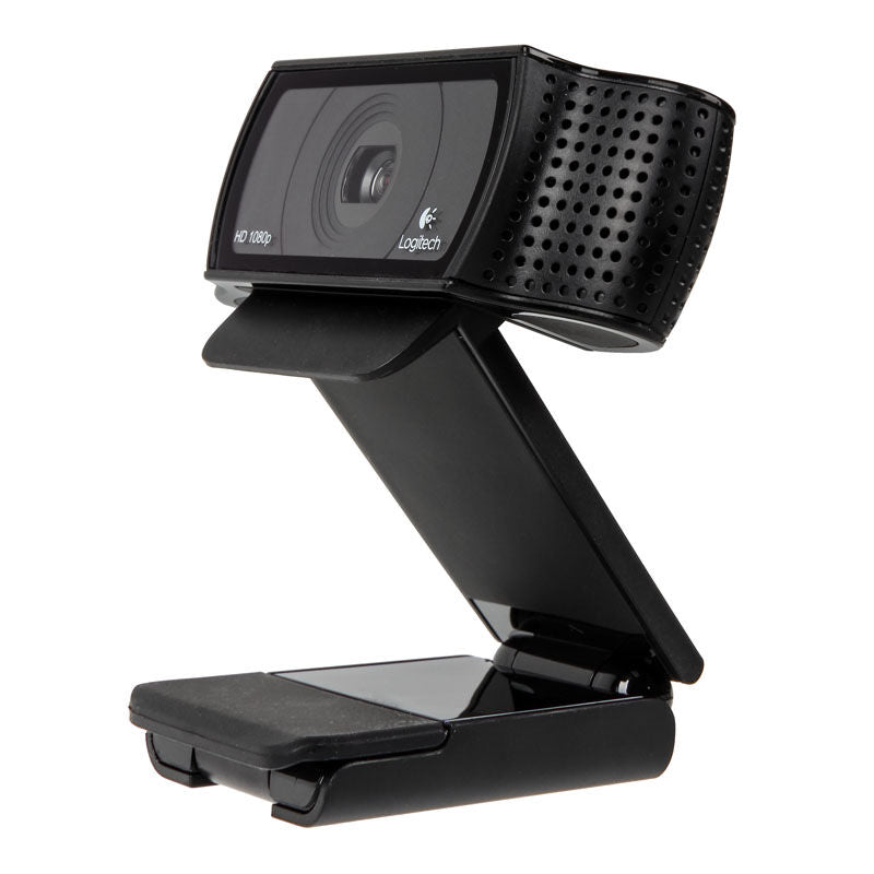 Montert Logitech HD Pro C920 webkamera Full HD svart på skjerm