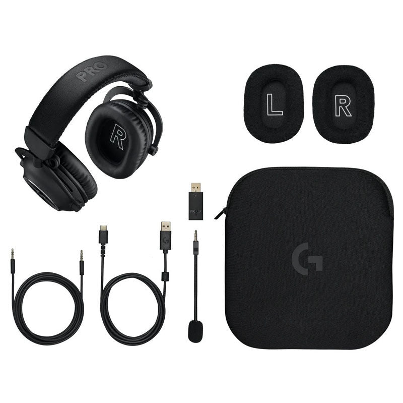 Logitech PRO X 2 Lightspeed trådløst gamingheadset 7.1 svart med medfølgende tilbehør