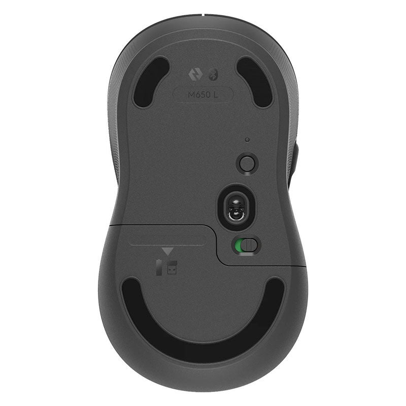 Nærbilde av Logitech Signature M650L trådløs mus gummiert sidegrep