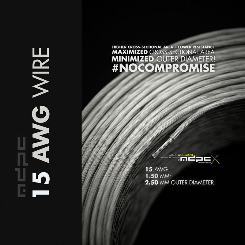 MDPC-X ledning 15-AWG transparent 1 m strømforsyningskabel forfra