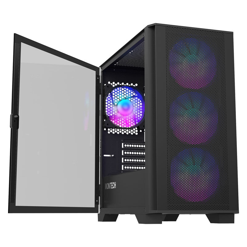 Montech AIR 100 ARGB kabinett bakside med ventilasjon