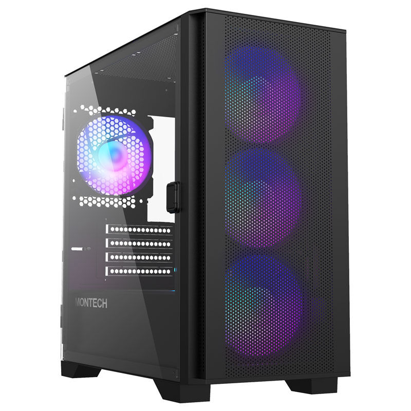 Montech AIR 100 ARGB kabinett Micro-ATX herdet glass svart forfra