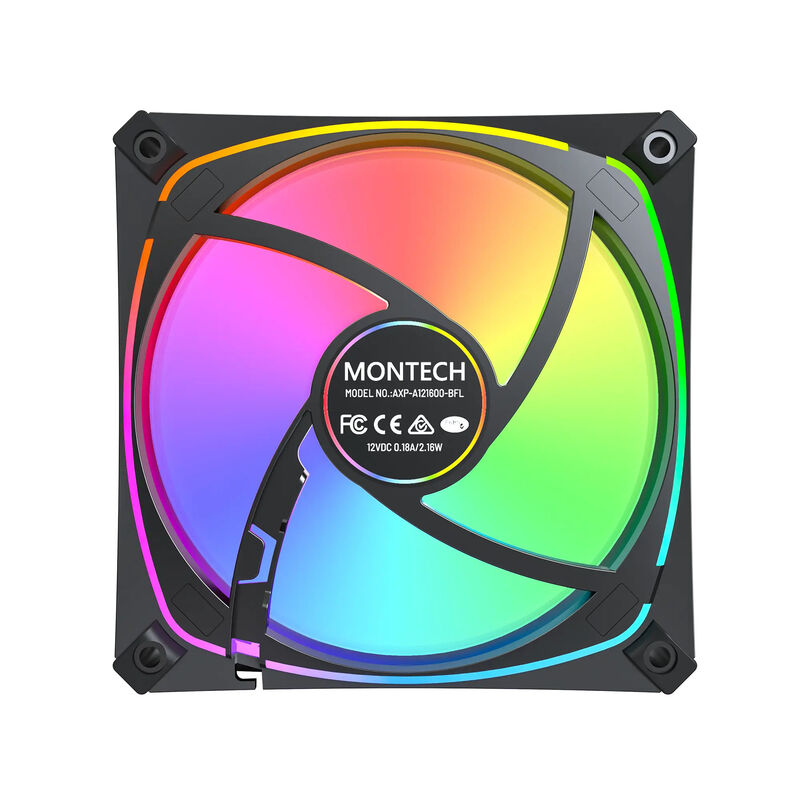 Montech AX120 PRO PWM ARGB vifte 3-pakk 120 mm svart nærbilde