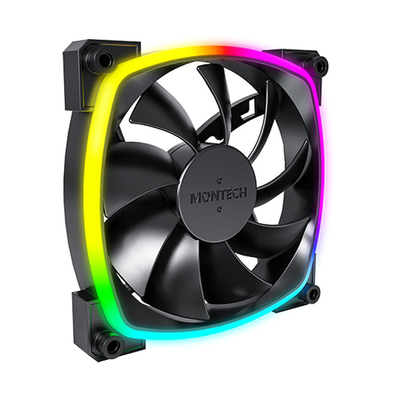 Forfra av Montech AX120 PWM ARGB vifte 120 mm svart 1600 RPM