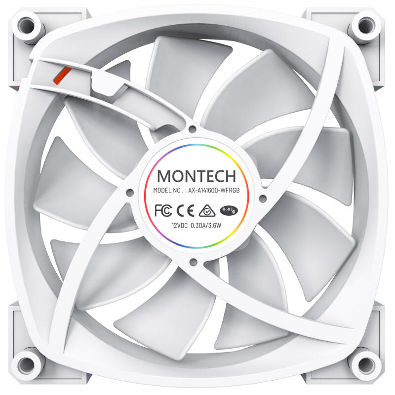 Montech AX140 PWM ARGB vifte 140 mm svart montert i PC