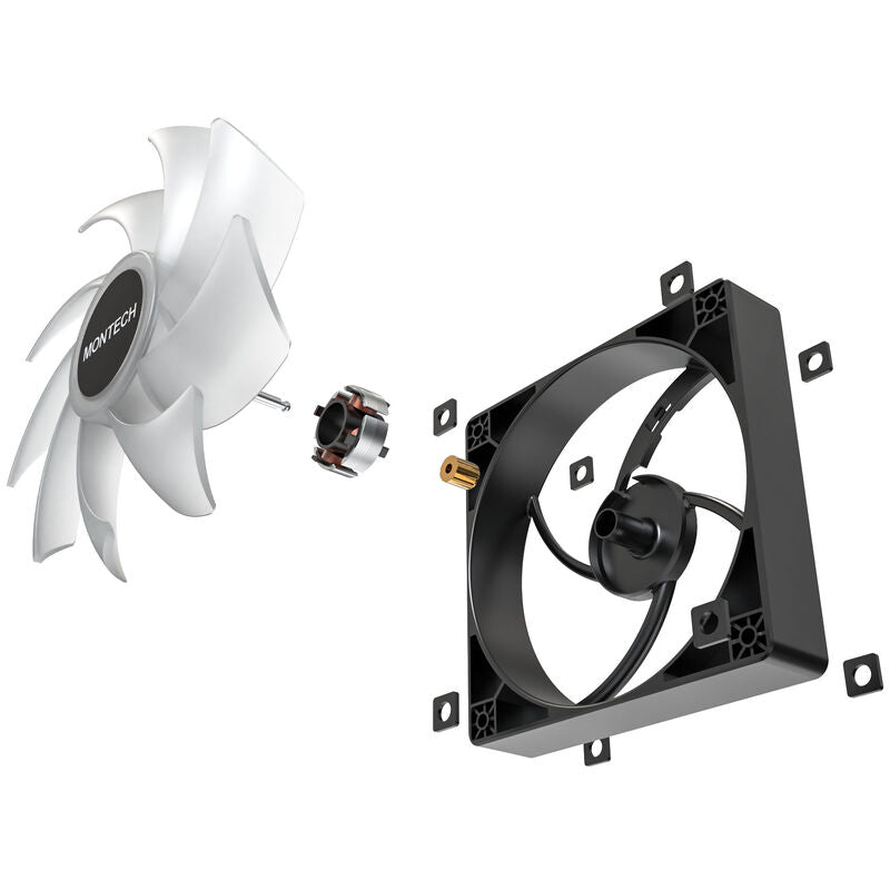 Montech GF120 PWM ARGB vifte 3-pakk 120 mm svart montert i PC-kabinett