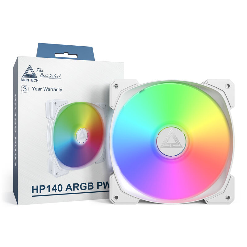 Montech HP140 PWM ARGB vifte 140 mm svart i bruk i gaming-PC