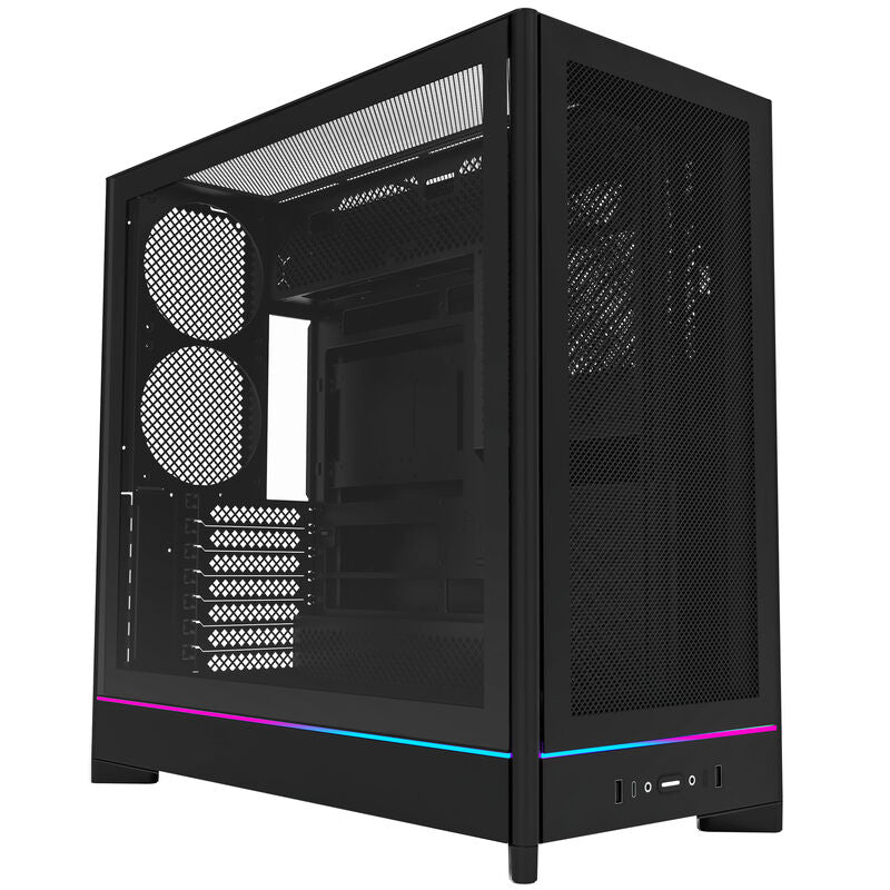 Montech HS01 kabinett midtårn ATX aRGB Back Connect svart bakside