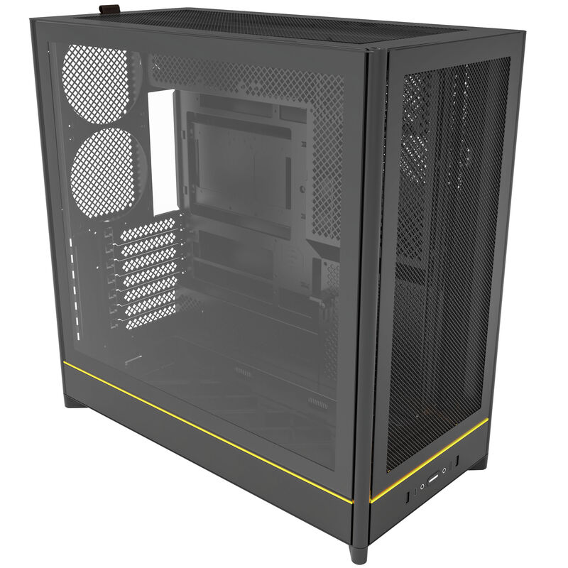 Montech HS01 kabinett midtårn ATX aRGB Back Connect svart forfra