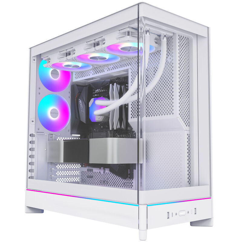 Montech HS02 kabinett midtårn ATX herdet glass ARGB svart montert i PC
