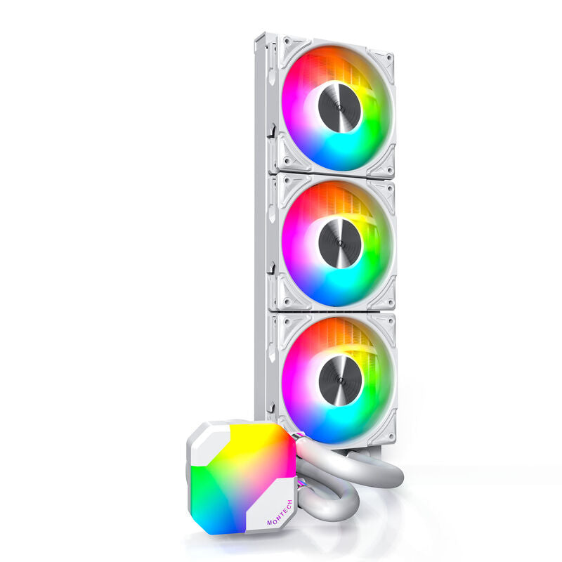 Montech Hyper Flow ARGB AIO vannkjøling 360 mm hvit bakside