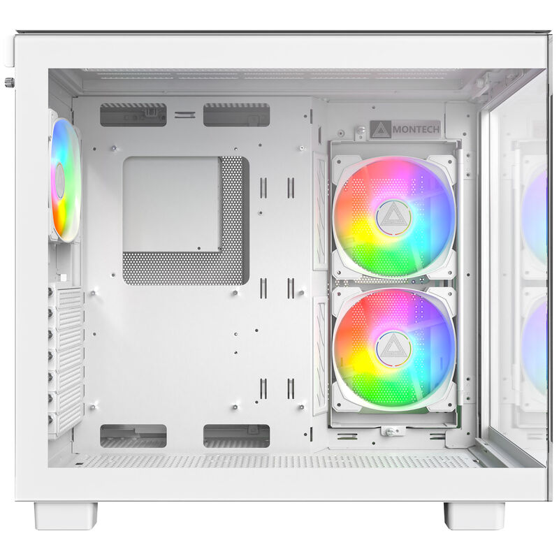 Montech KING 65 PRO kabinett midtårn ATX ARGB hvit detalj av temperert glass