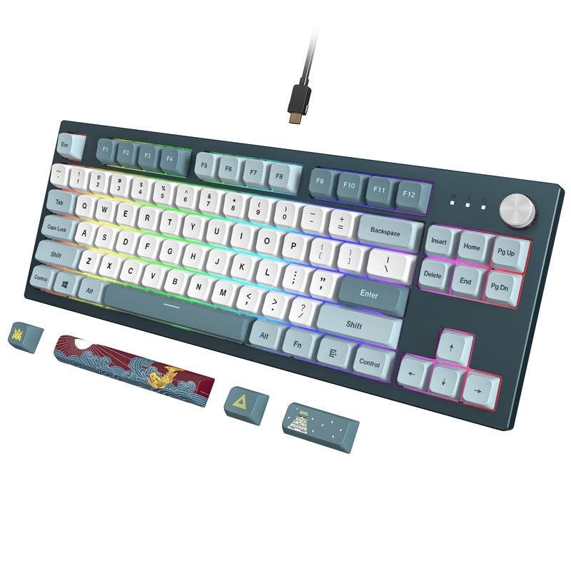 Montech MKey TKL Freedom gamingtastatur bakside og USB-C-kabel