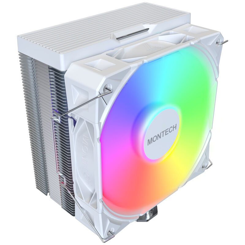 Montech NX400 White CPU-kjøler ARGB 120 mm hvit forfra