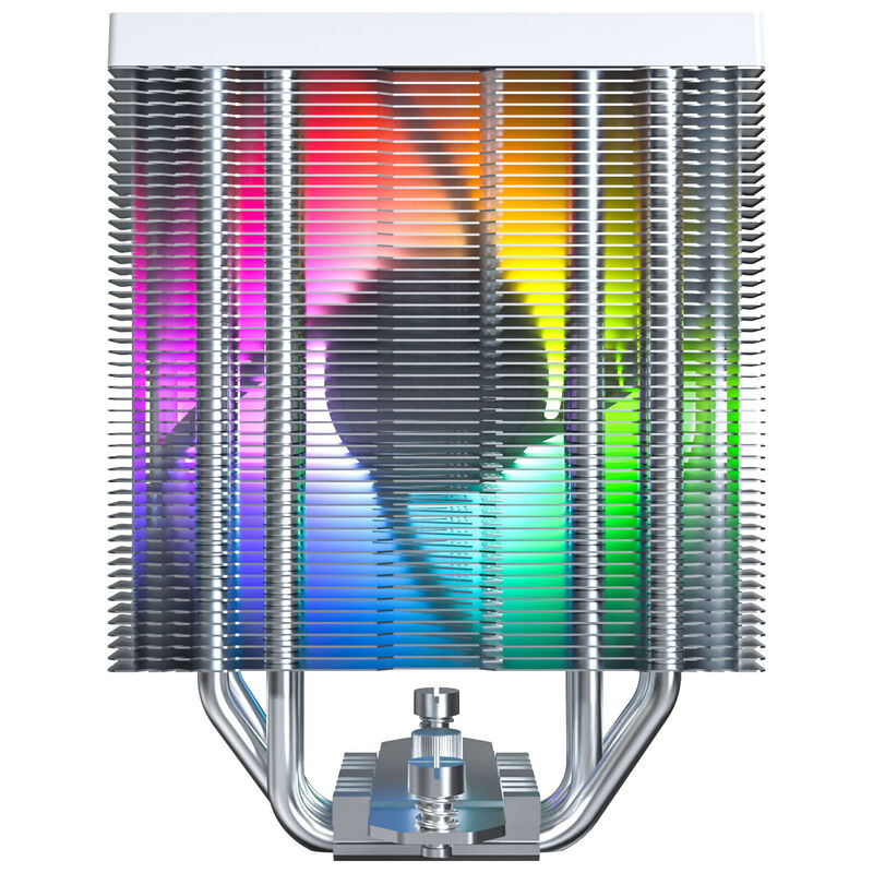 Montech NX400 White CPU-kjøler ARGB 120 mm hvit nærbilde av vifte