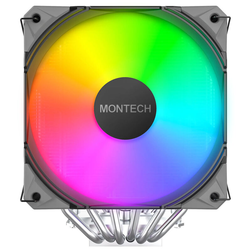 Montech NX600 ARGB CPU-kjøler dobbelttårn 2x 120 mm svart bakside