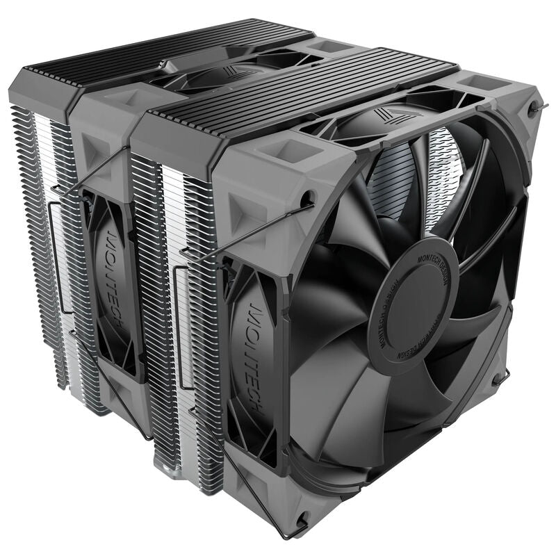Montech NX600 CPU-kjøler dobbelttårn 2x 120 mm svart forfra