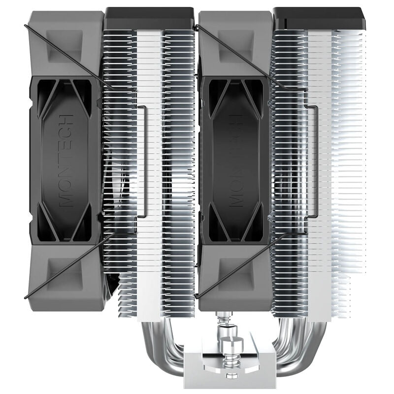 Montech NX600 CPU-kjøler dobbelttårn 2x 120 mm svart montert i PC