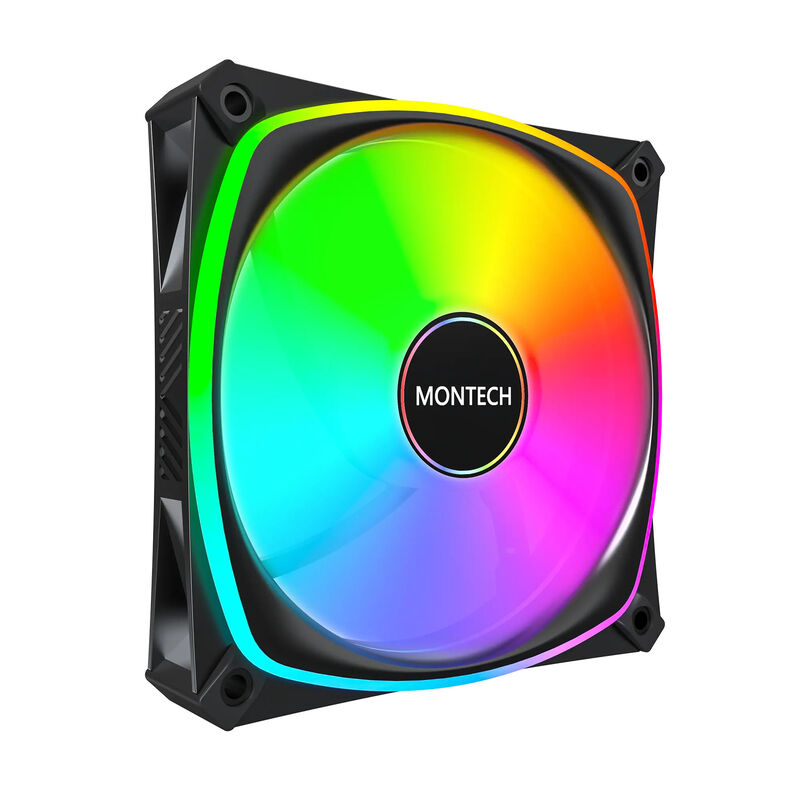Montech RX120 PRO PWM Reverse ARGB vifte 3-pack 120 mm hvit forfra