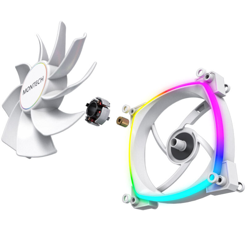 Montech RX140 PWM ARGB Reverse vifte 140 mm hvit kabeltilkobling