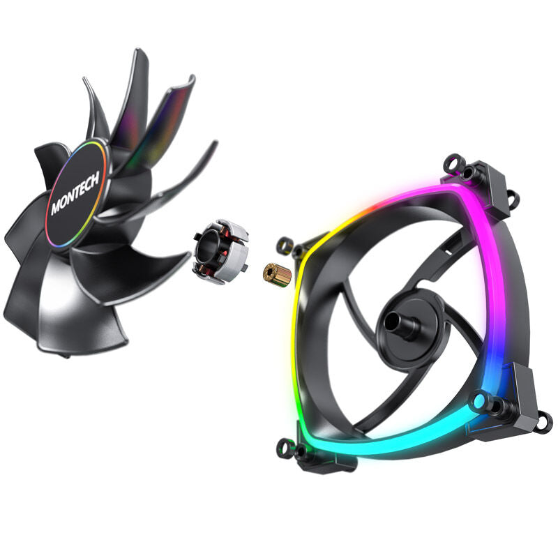 Montech RX140 PWM ARGB Reverse vifte 140 mm svart RGB-belysning