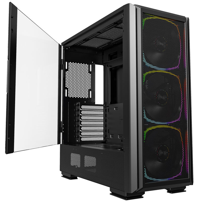 Montech SKY TWO GX kabinett midtårn E-ATX mesh 3x 140 mm ARGB svart bakside