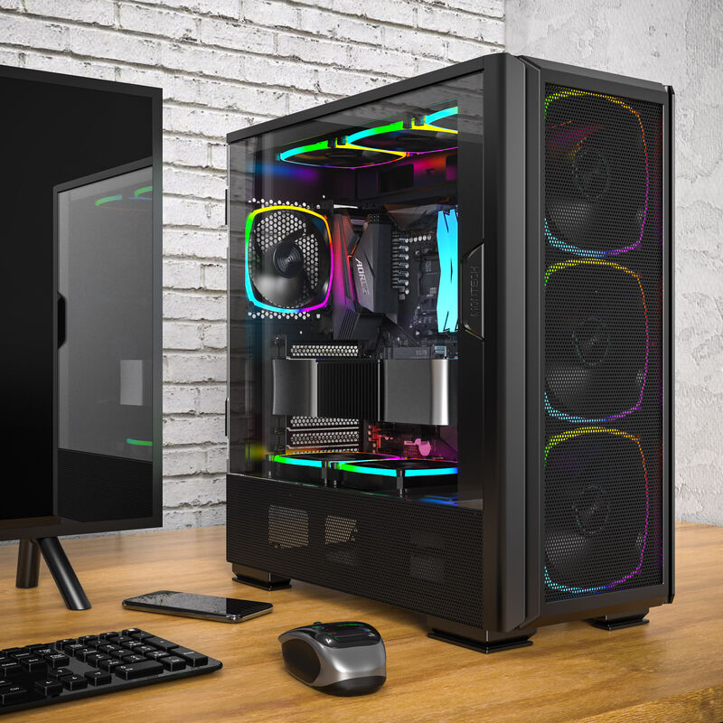 Detalj av mesh-front på Montech SKY TWO GX kabinett